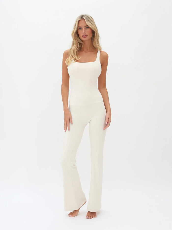 Anastasia Flared Leg Jumpsuit - Ivory AMADAWEAR