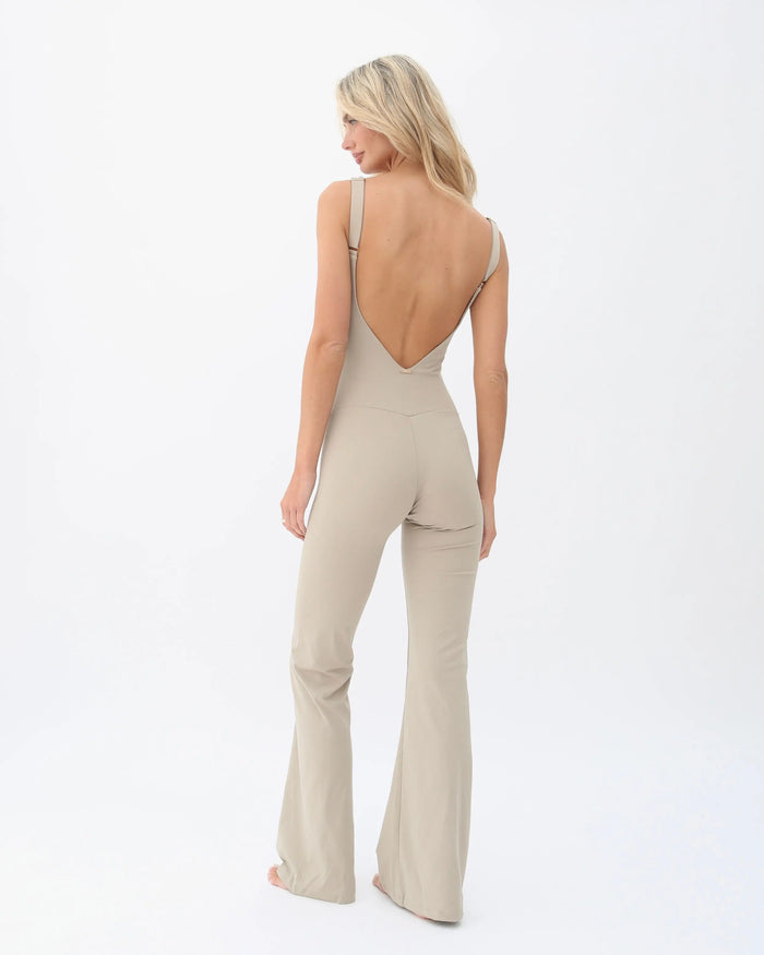 Anastasia Flared Leg Jumpsuit - Nude AMADAWEAR