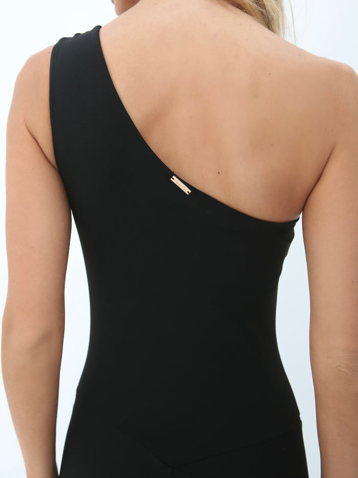 Cristina Oneshoulder Flared Leg Jumpsuit – Black