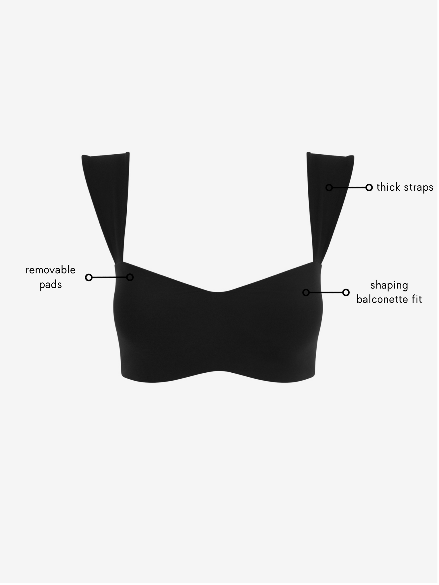 Jaqueline Balconette Bra - Black AMADAWEAR