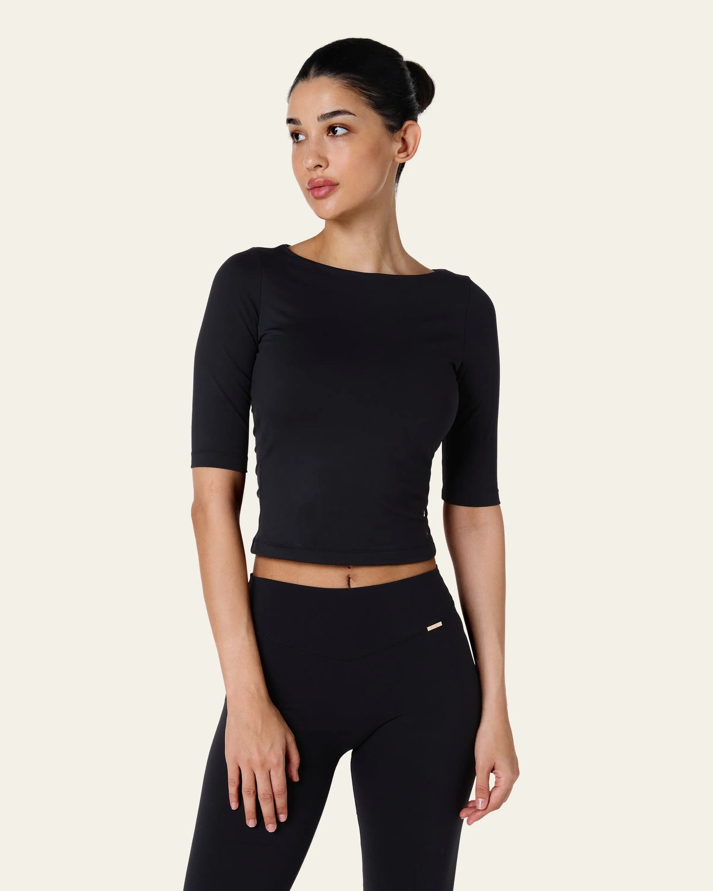 Julia 3/4 Longsleeve Top - Black