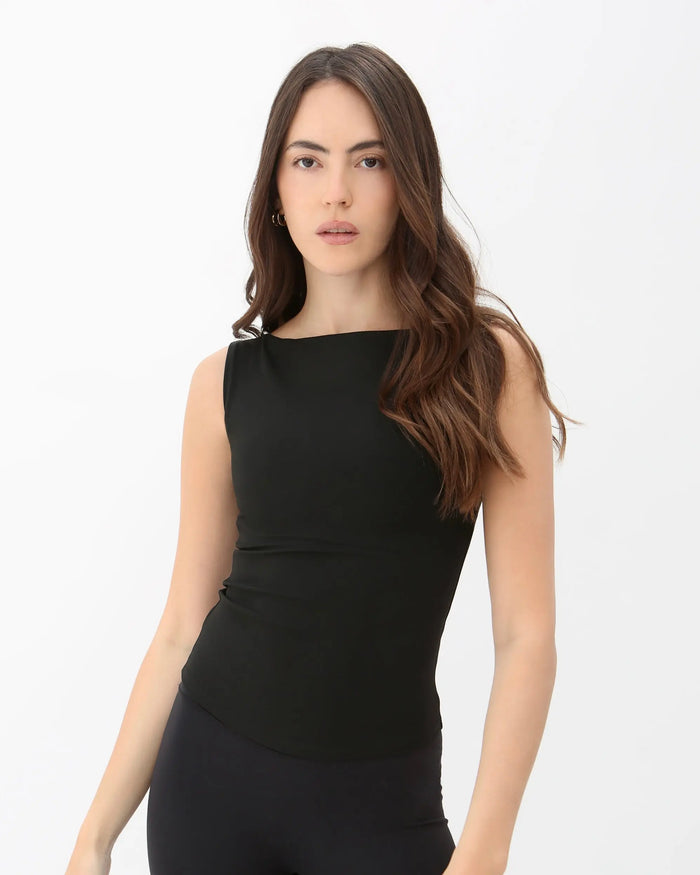 Karolina Boatneck Top - Black AMADAWEAR