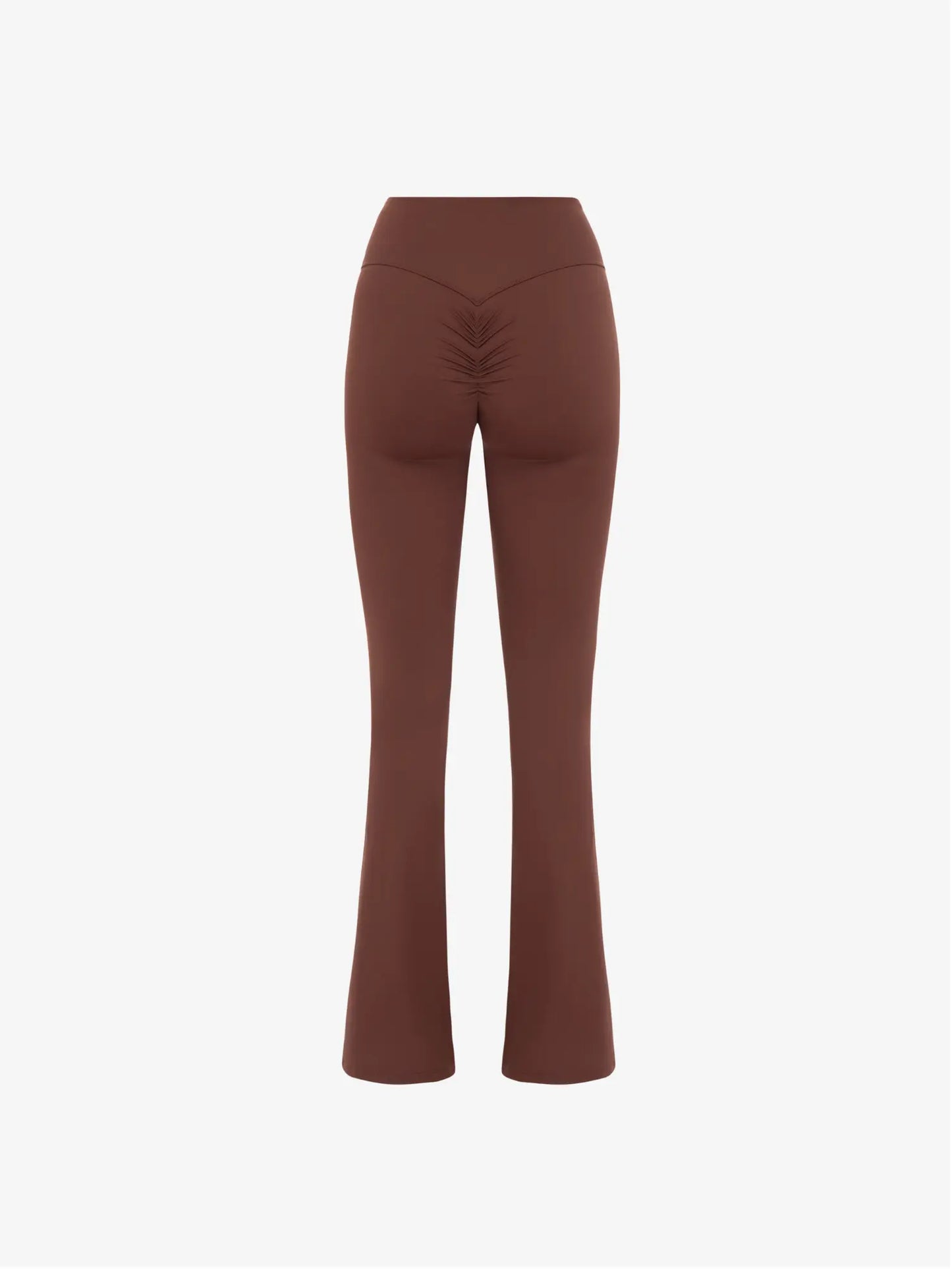 Lia Scrunched Flare Leggings - Choco AMADAWEAR