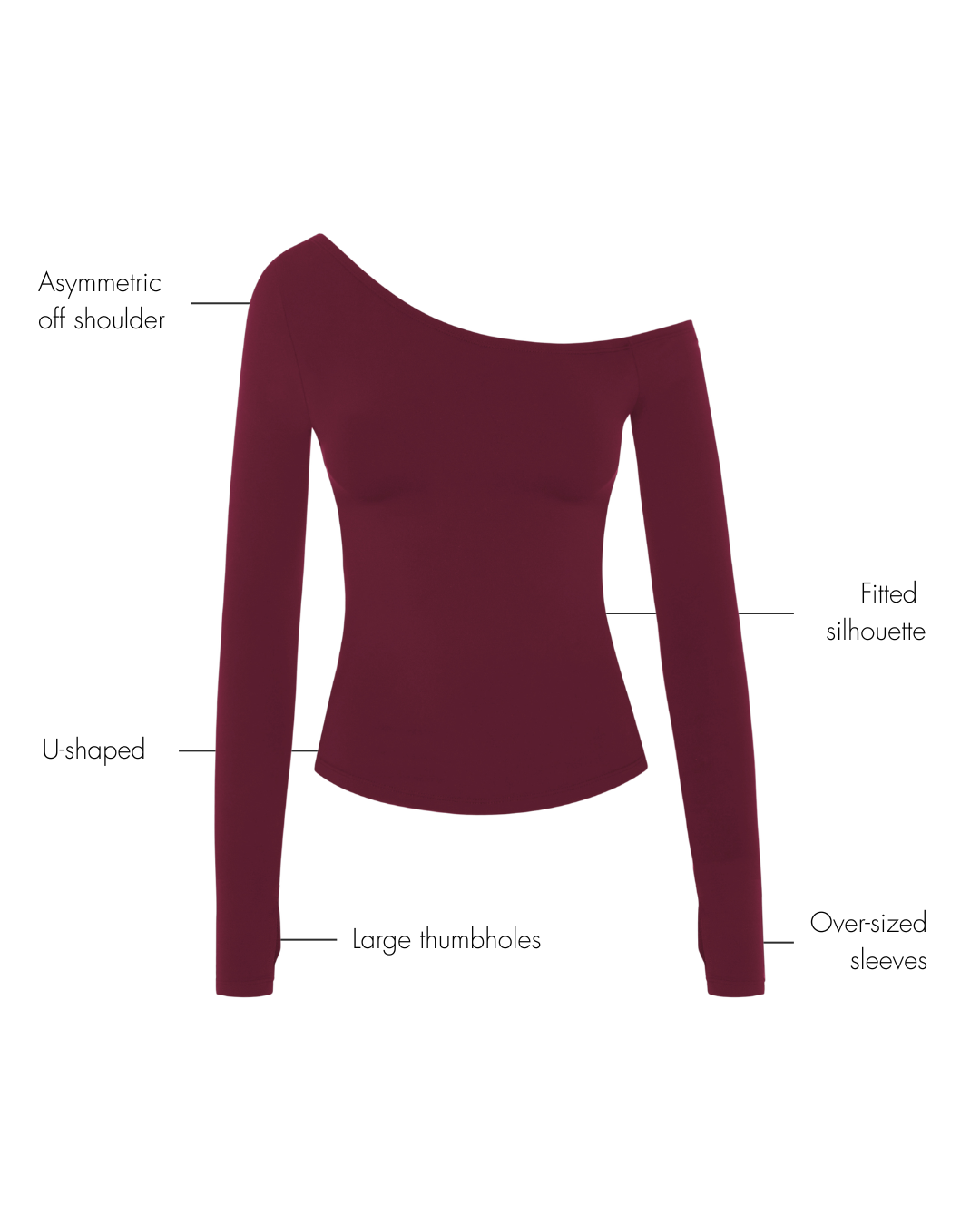 Sabrina Asymmetric Longsleeve - Cherry
