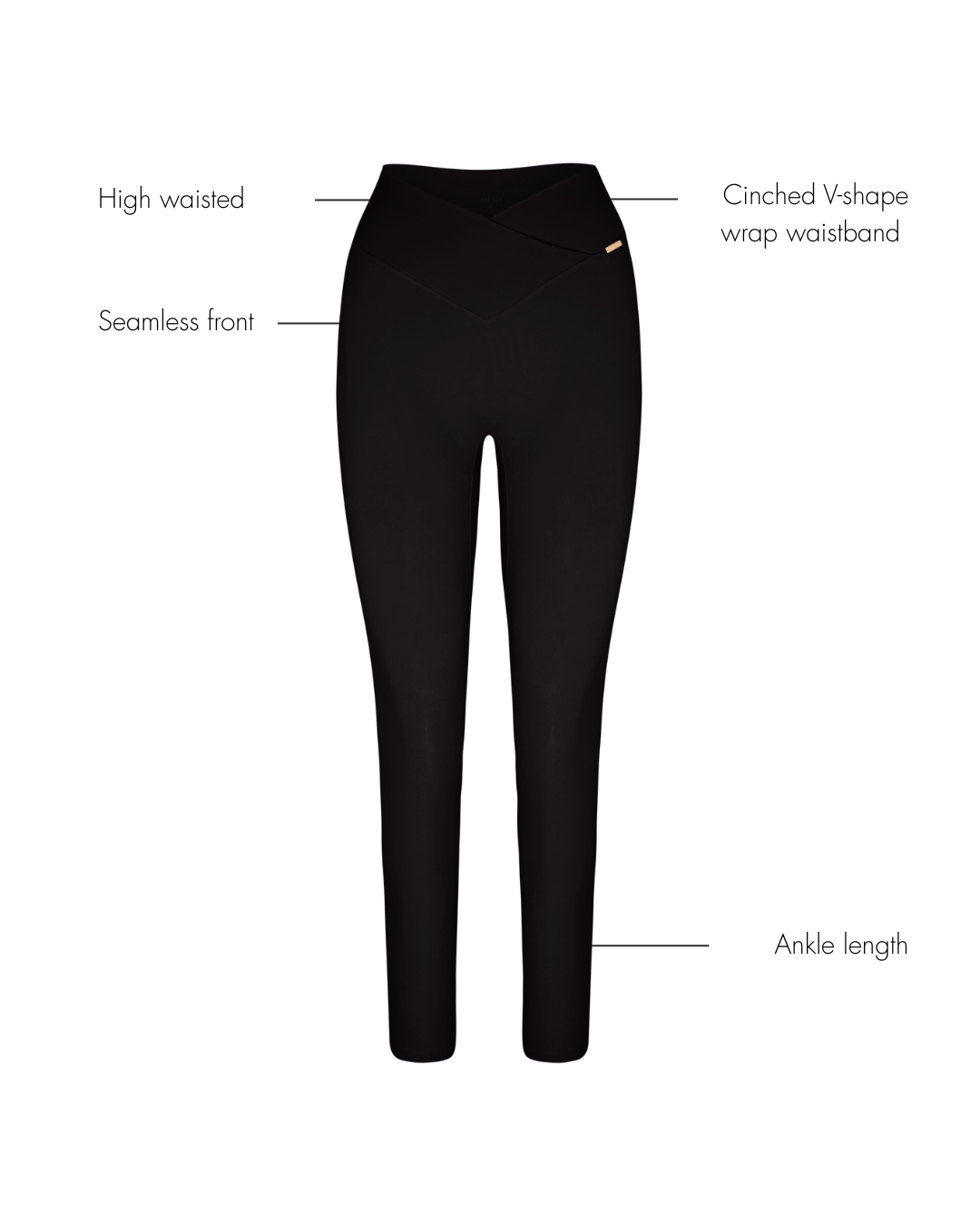Tanya Wrap Waist Leggings - Black