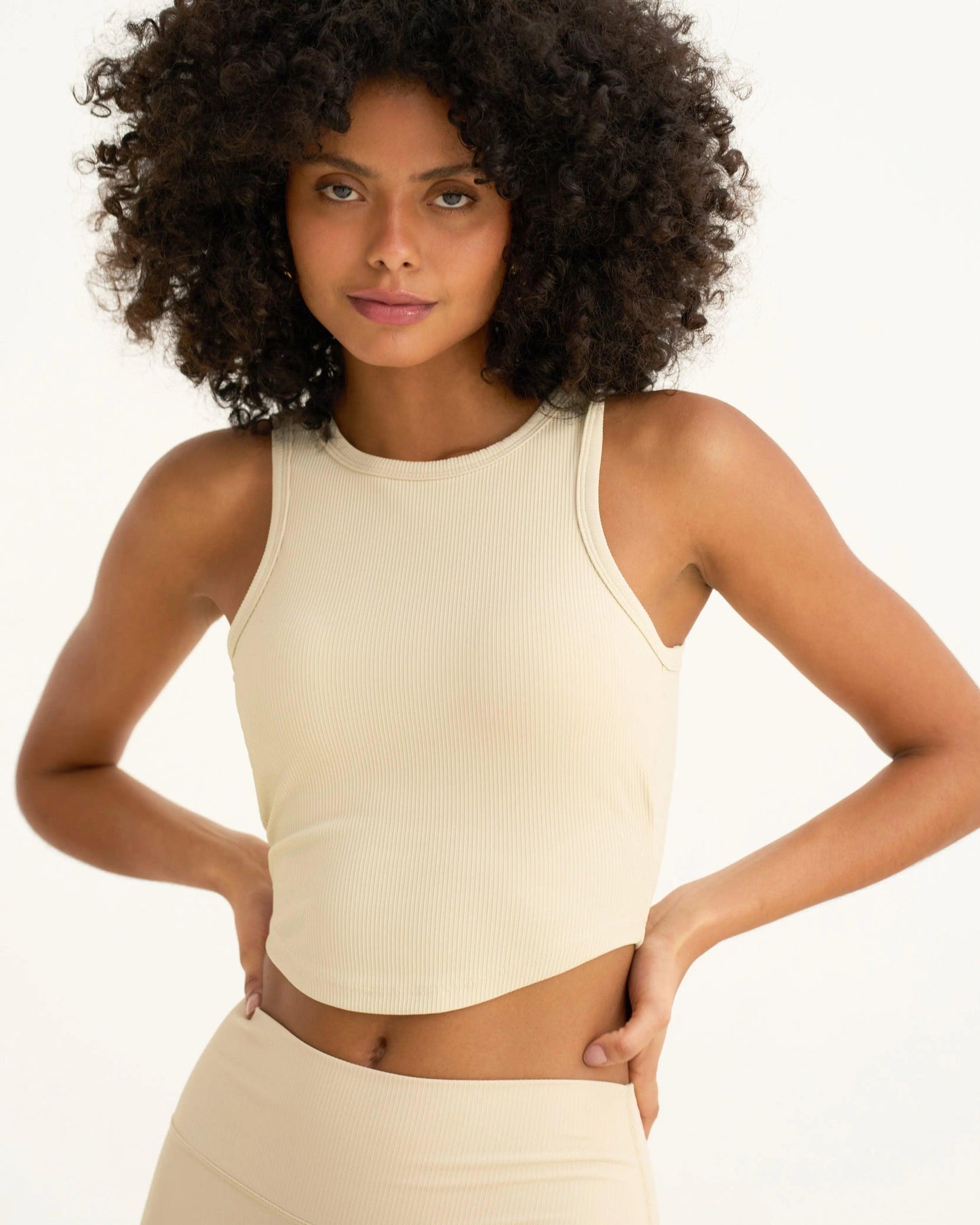 Alma Racerback Top - Cream - Amadawear.ae