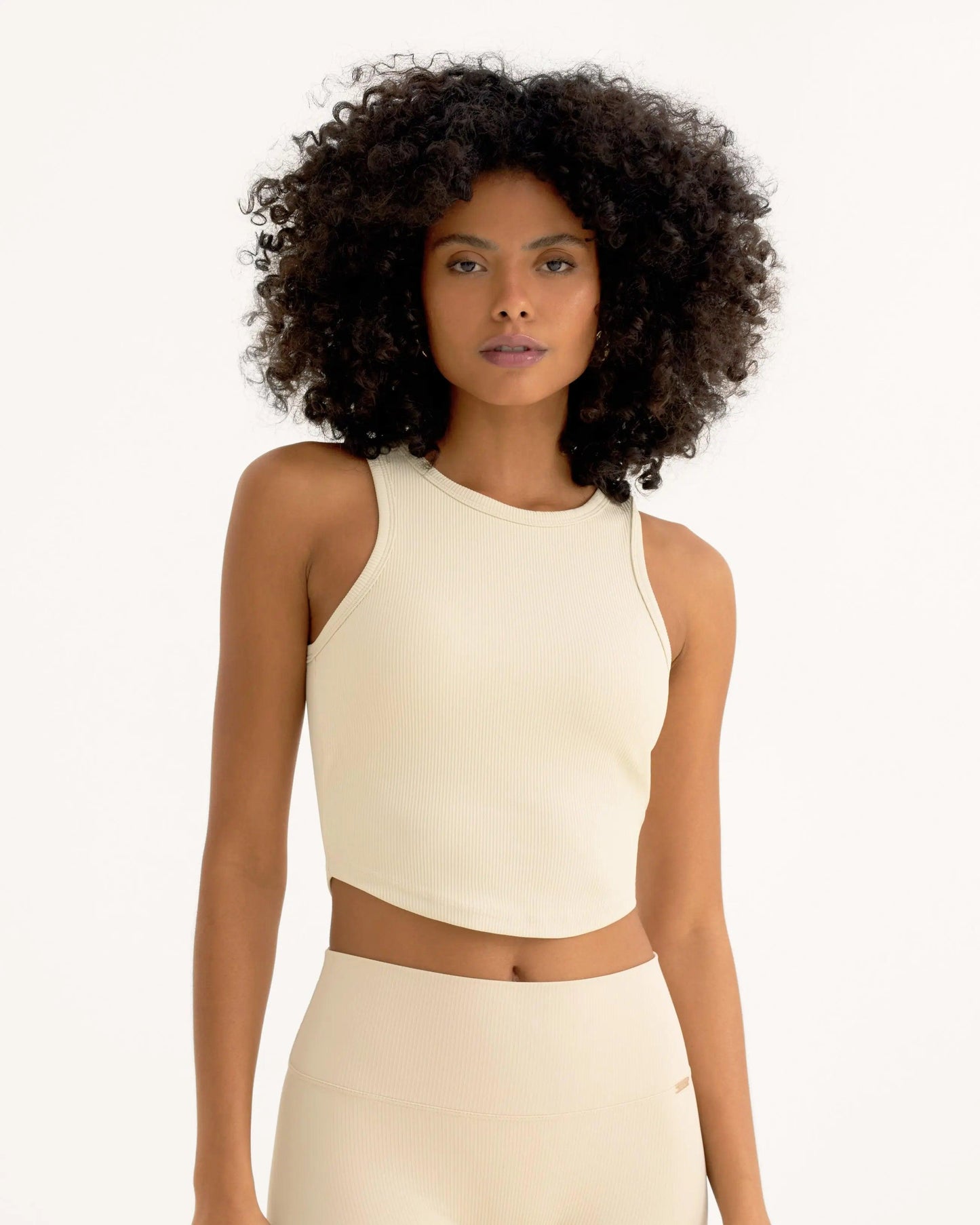 Alma Racerback Top - Cream - Amadawear.ae