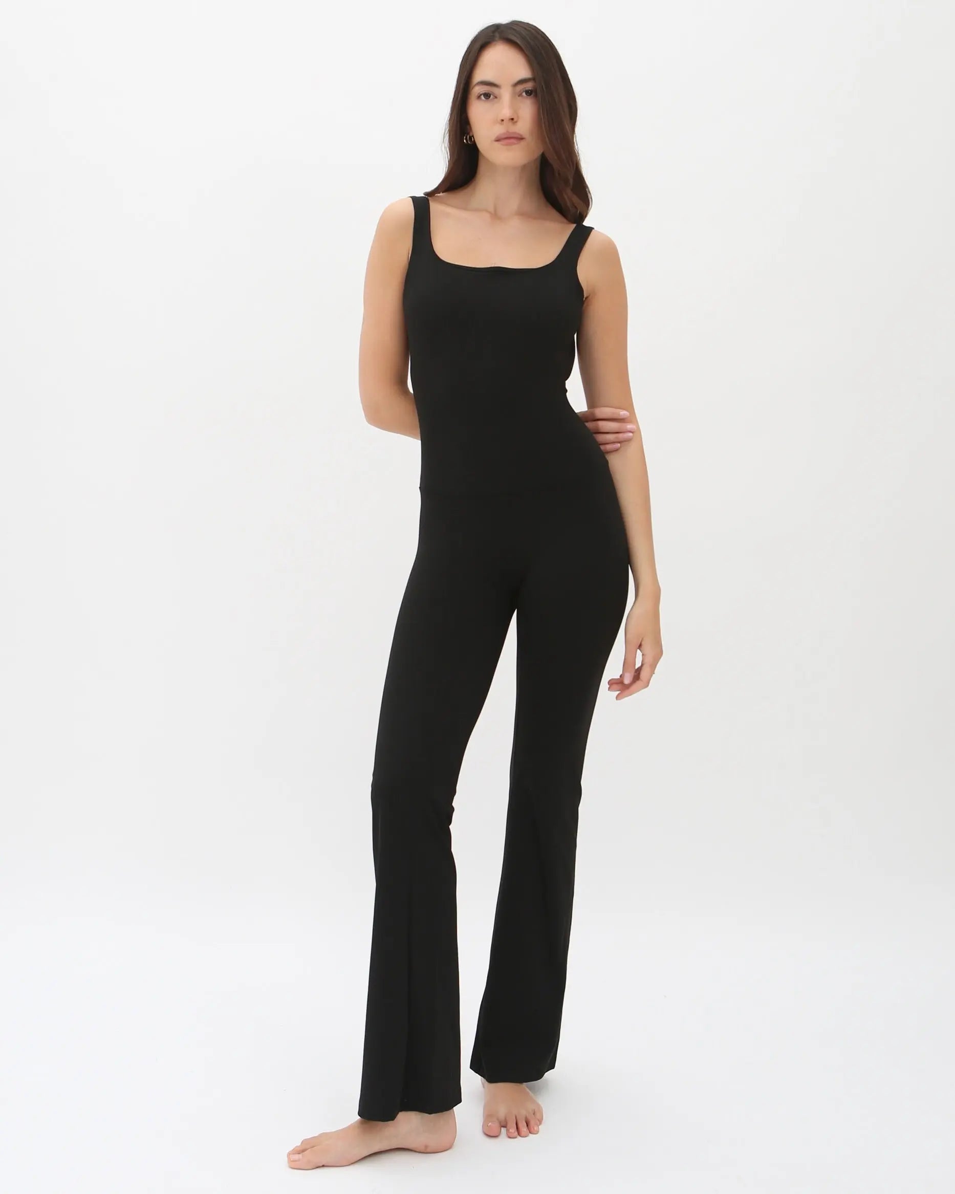 Anastasia Flared Leg Jumpsuit - Black AMADAWEAR