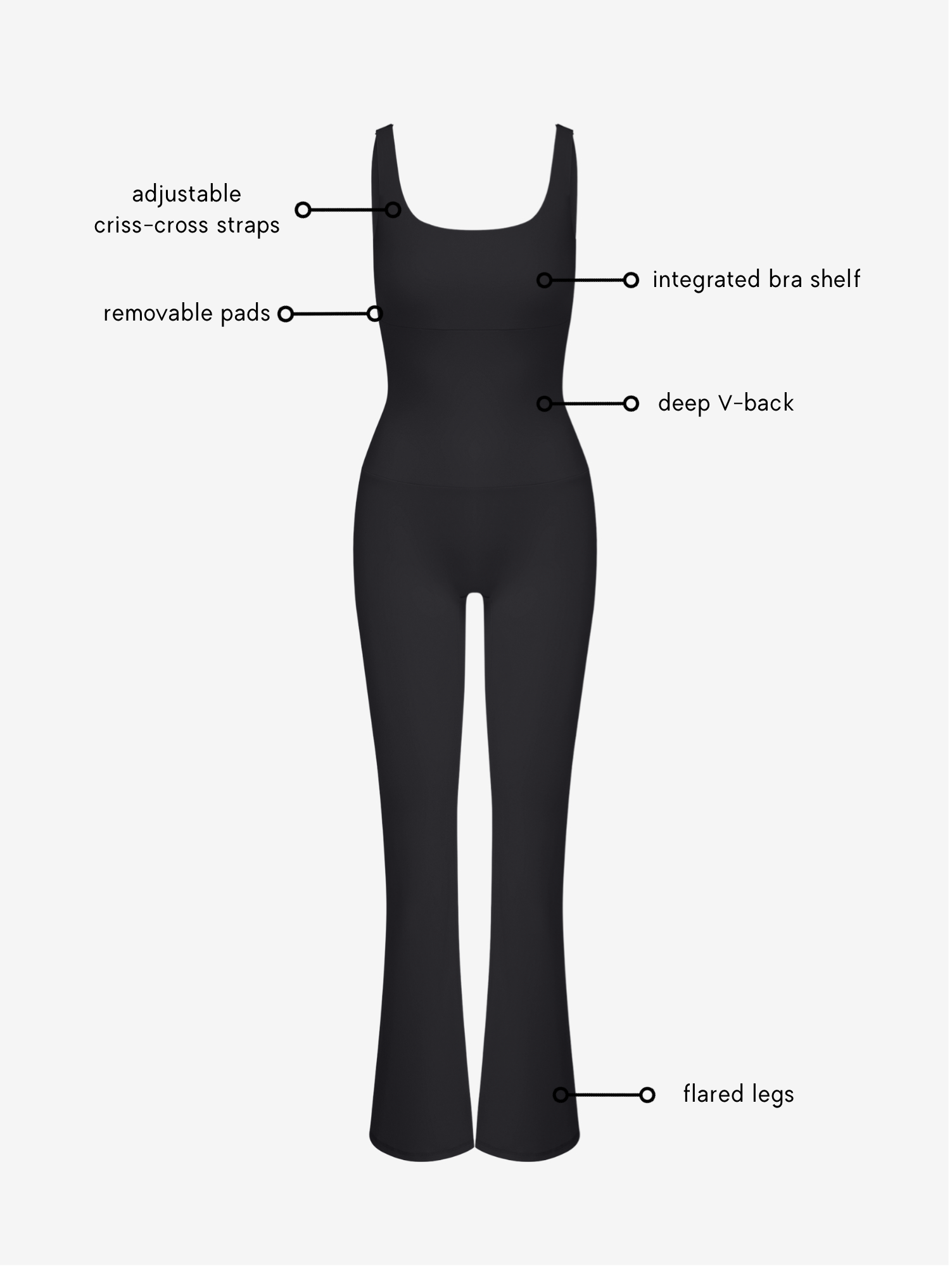 Anastasia Flared Leg Jumpsuit - Black AMADAWEAR