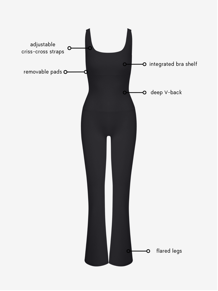 Anastasia Flared Leg Jumpsuit - Black AMADAWEAR