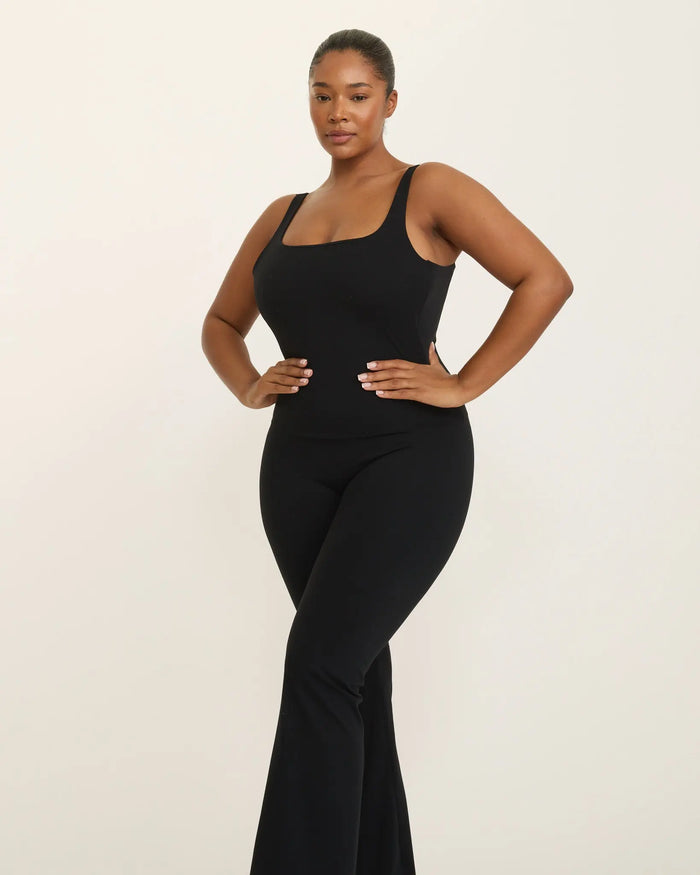 Anastasia Flared Leg Jumpsuit - Black AMADAWEAR