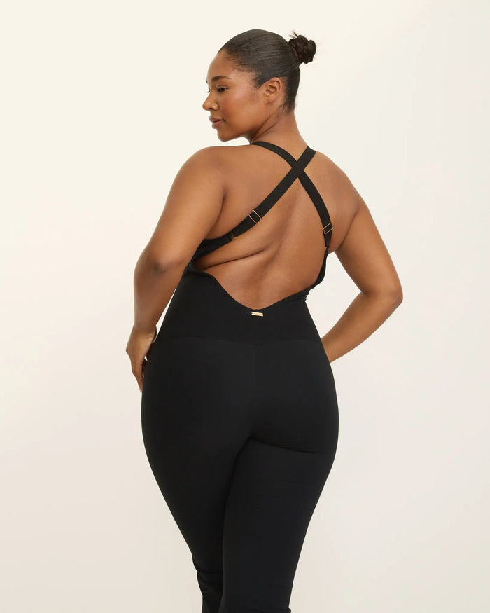 Anastasia Flared Leg Jumpsuit - Black AMADAWEAR