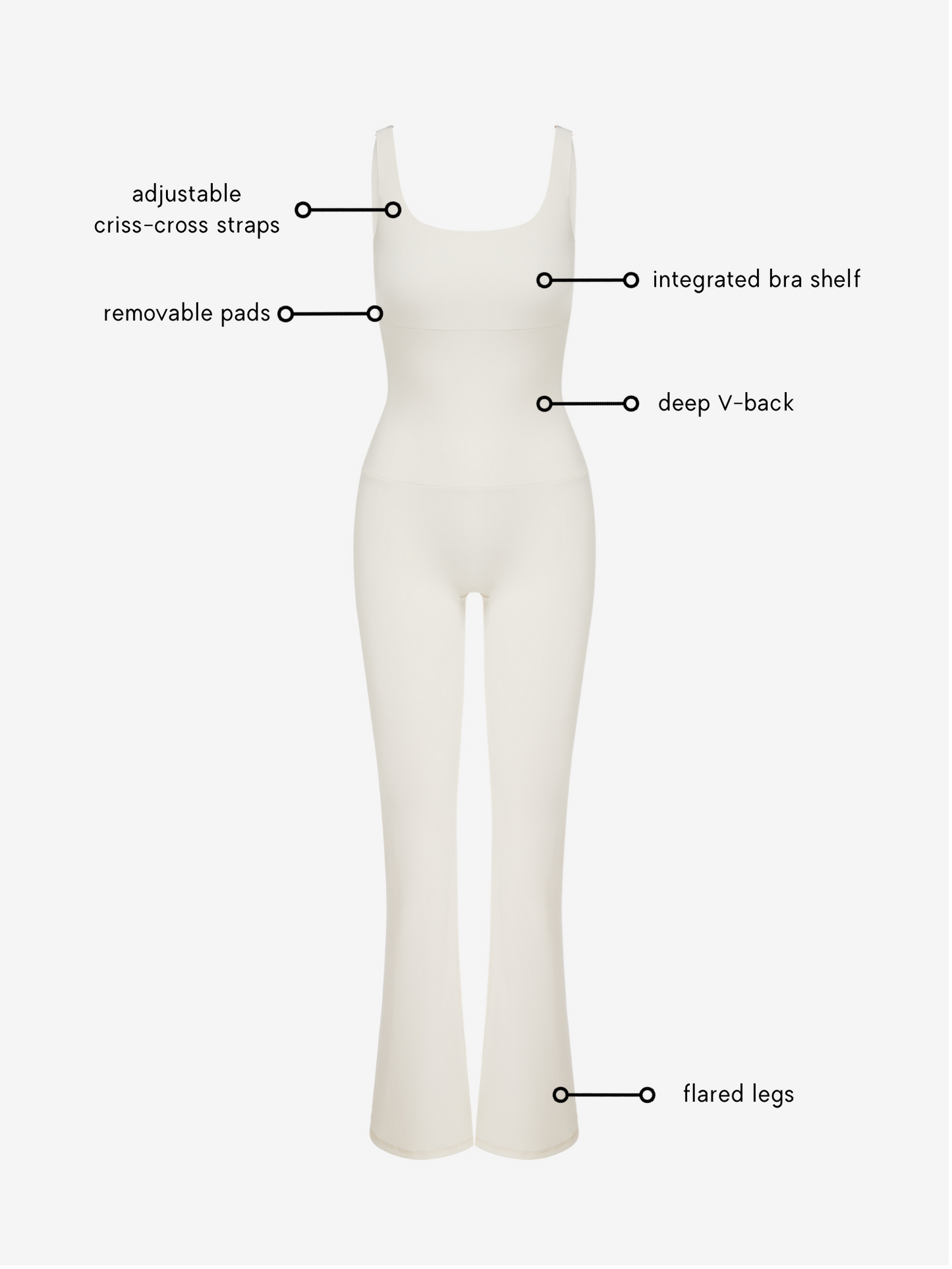 Anastasia Flared Leg Jumpsuit - Ivory AMADAWEAR