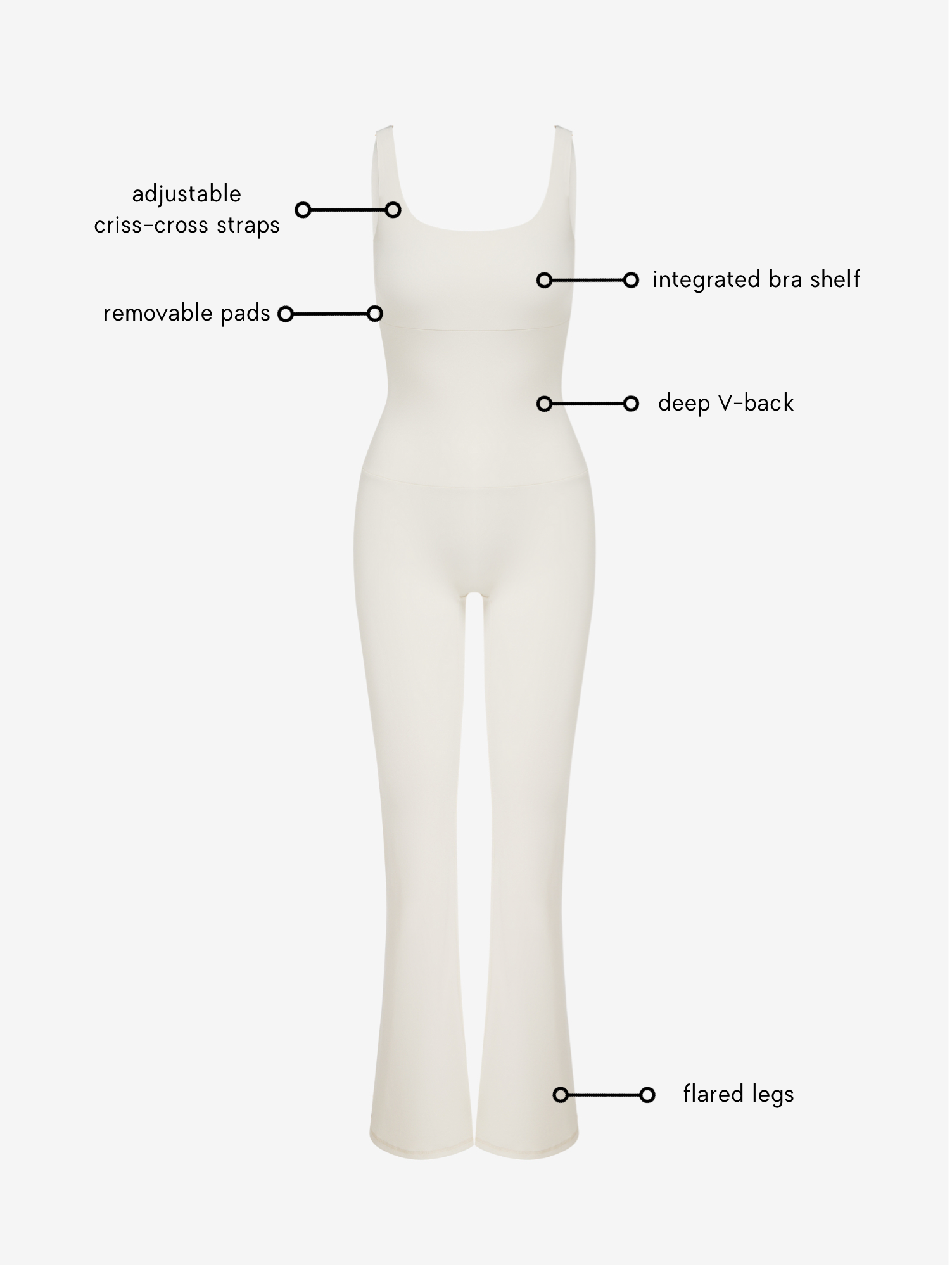 Anastasia Flared Leg Jumpsuit - Ivory AMADAWEAR