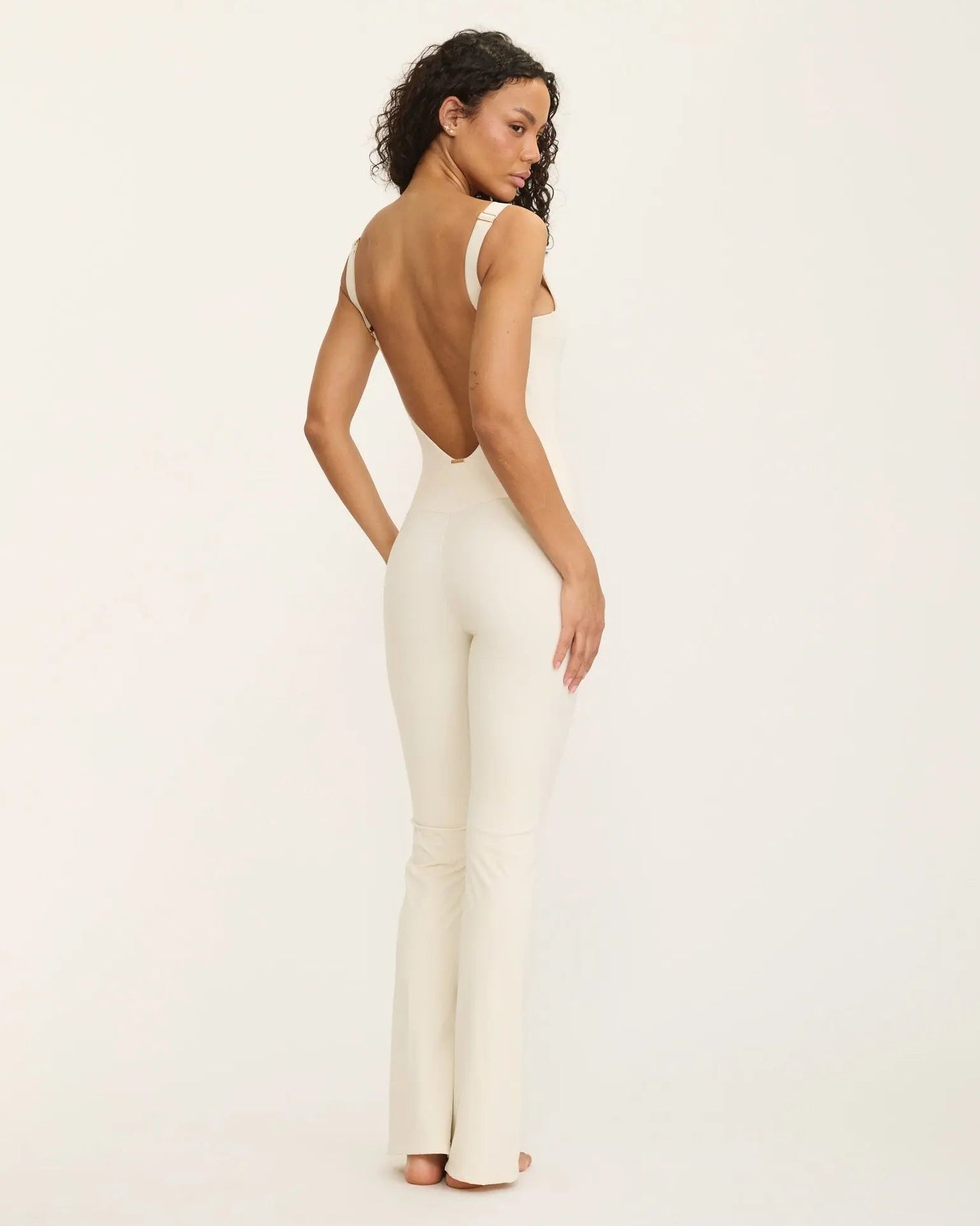 Anastasia Flared Leg Jumpsuit - Ivory AMADAWEAR
