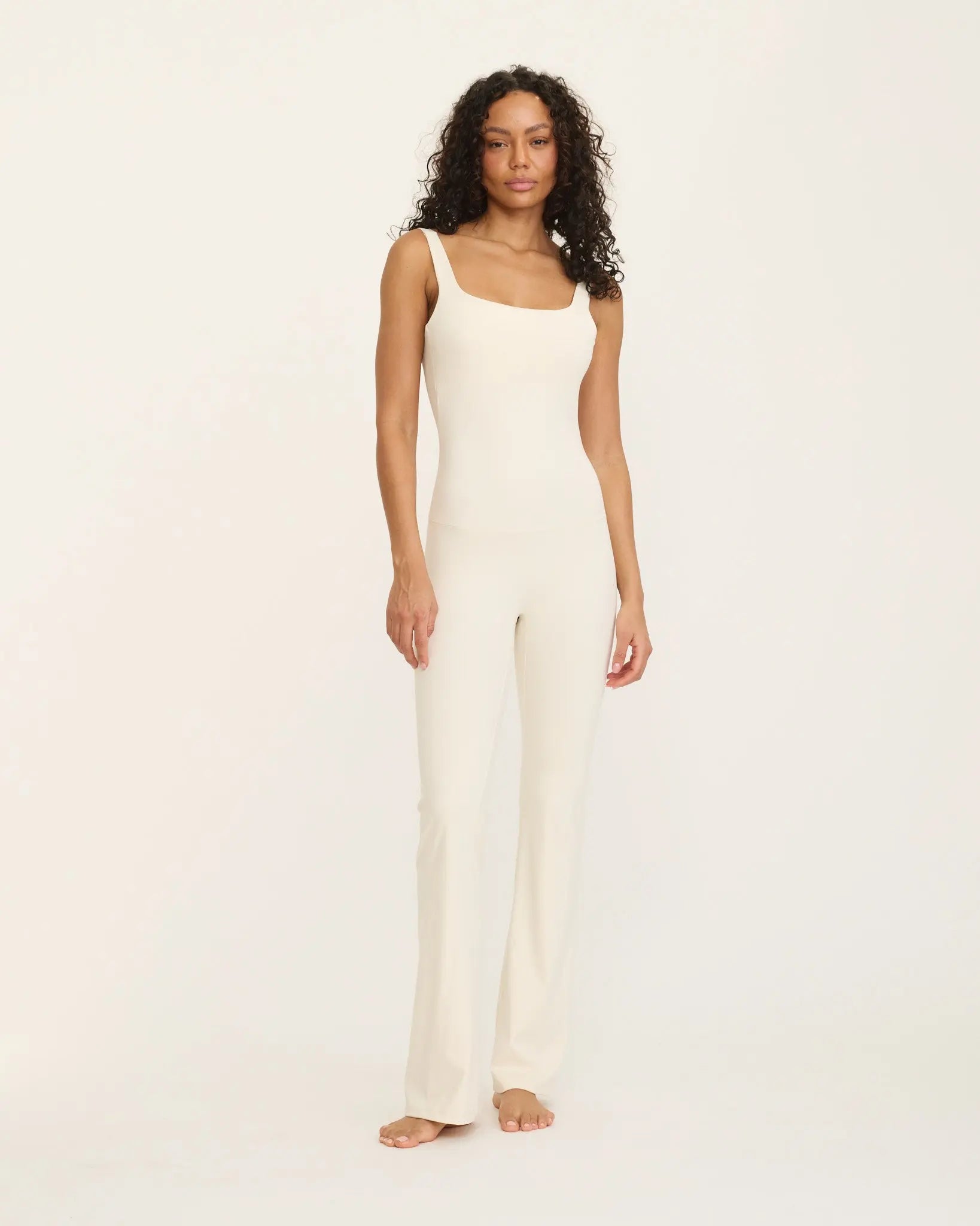 Anastasia Flared Leg Jumpsuit - Ivory AMADAWEAR