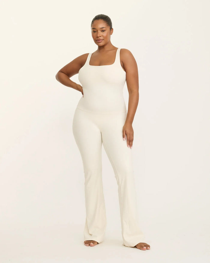 Anastasia Flared Leg Jumpsuit - Ivory AMADAWEAR