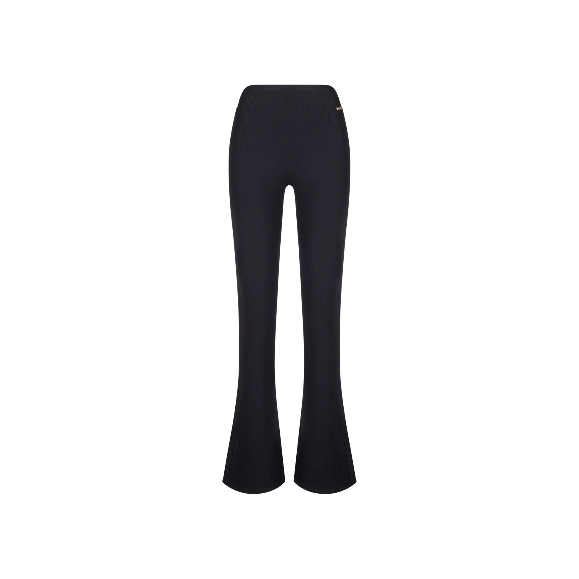 Cozma Flare Slit Leggings Ribbed - Black AMADAWEAR