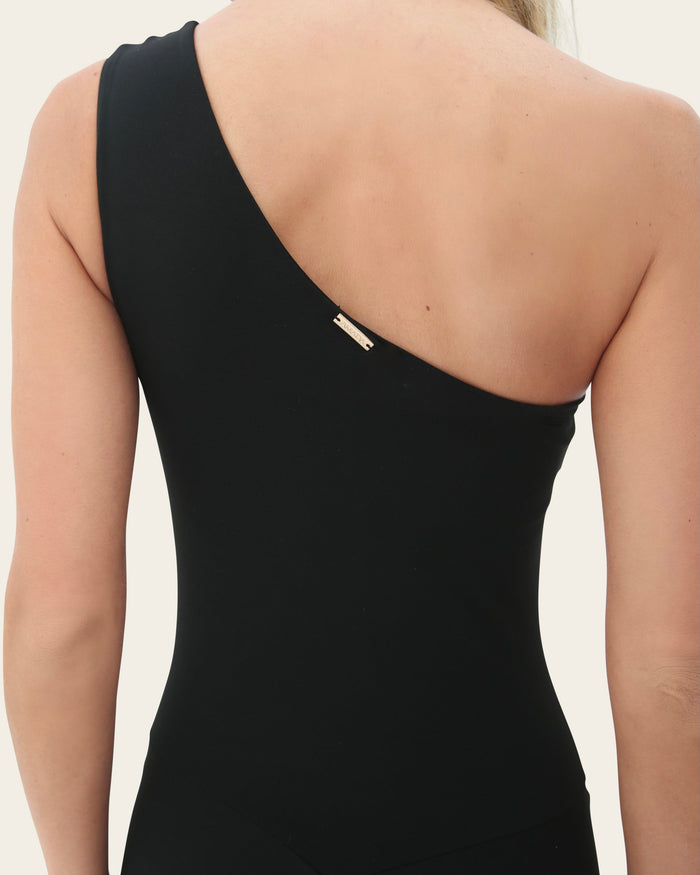 Cristina Oneshoulder Flared Leg Jumpsuit – Black