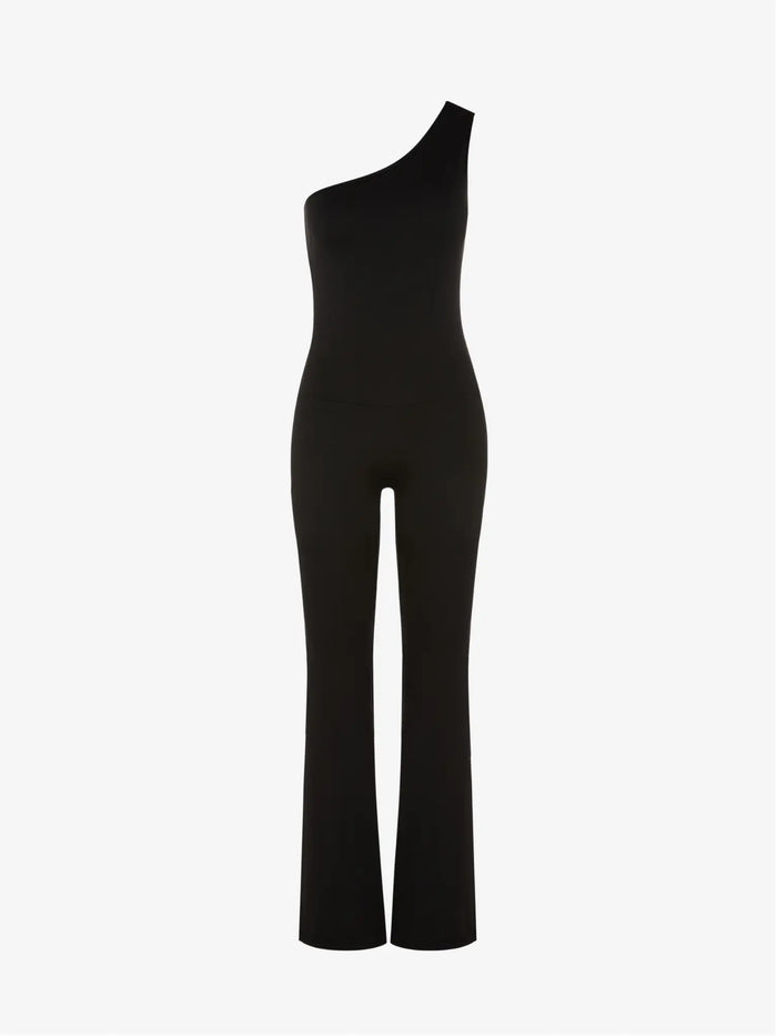 Cristina Oneshoulder Flared Leg Jumpsuit – Black AMADAWEAR
