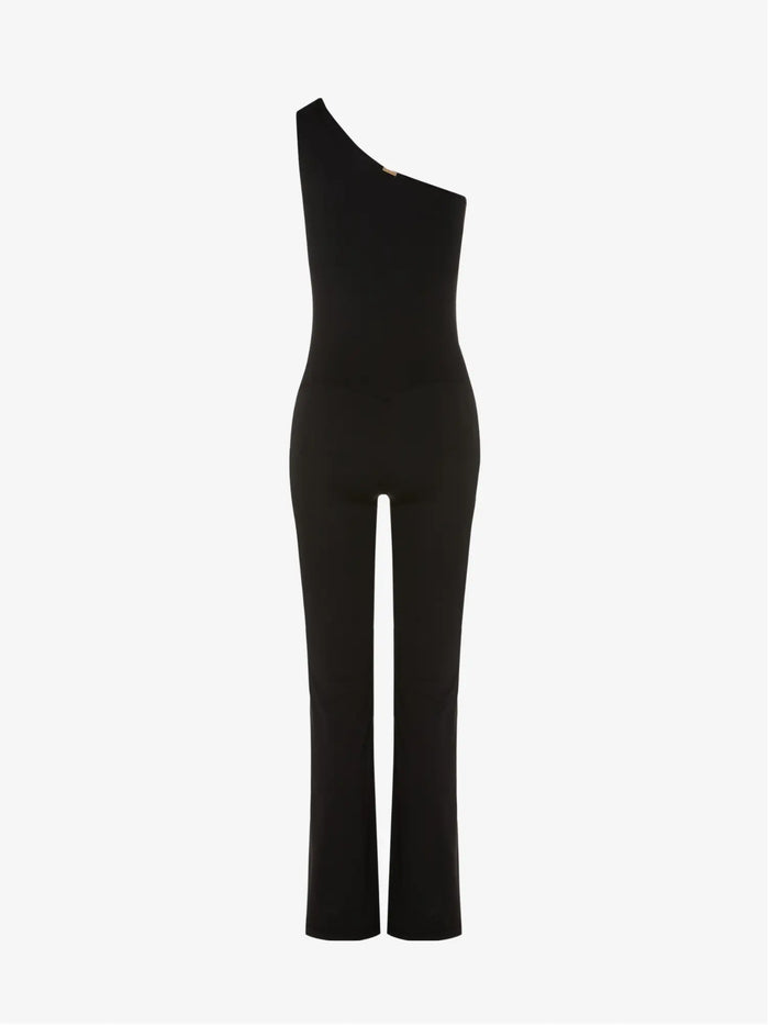 Cristina Oneshoulder Flared Leg Jumpsuit – Black AMADAWEAR