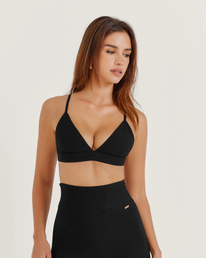 Lucia ribbed Bralette - Black