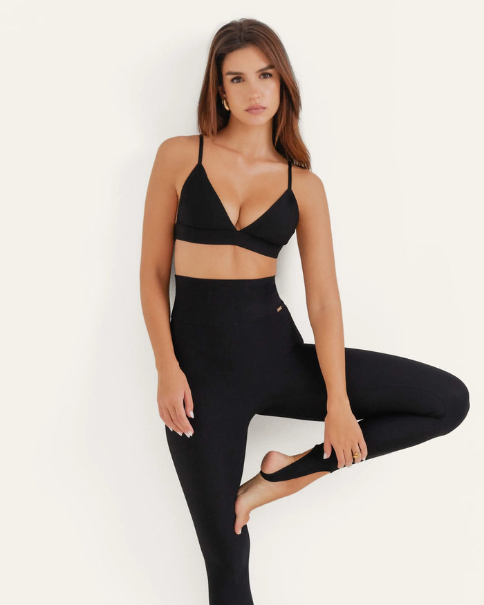 Lucia ribbed Bralette - Black