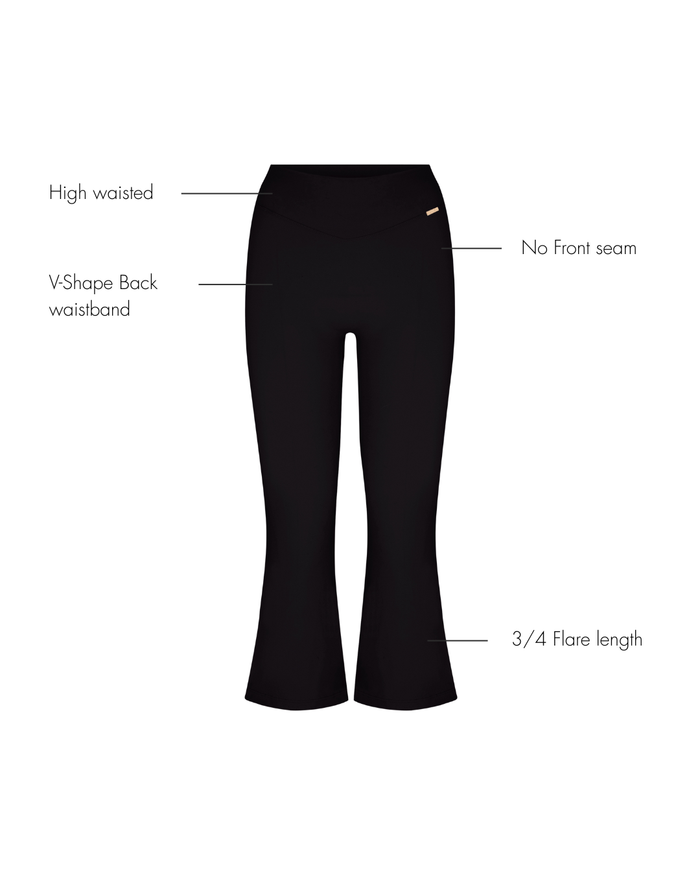 Flared Capri Leggings - Black