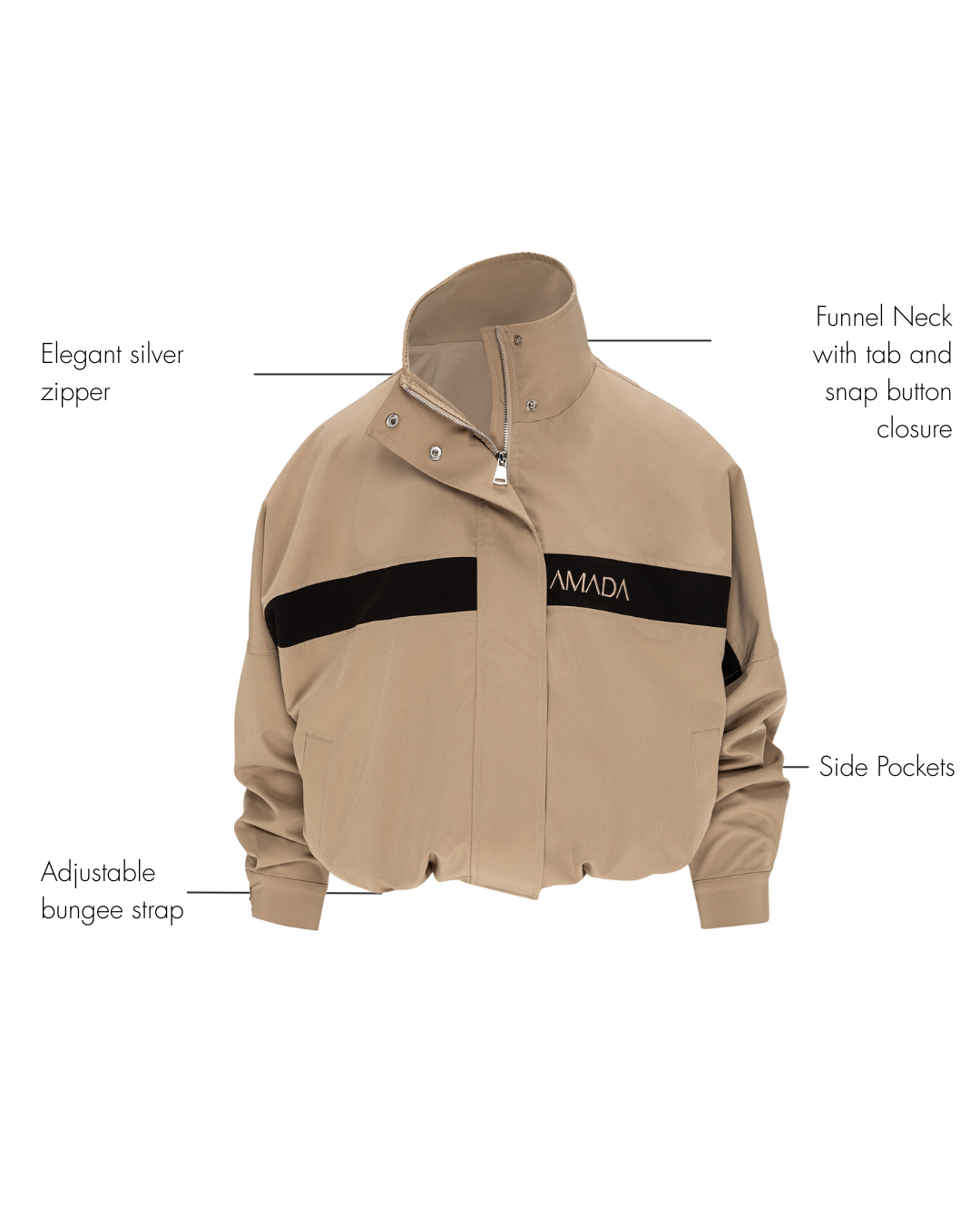 AMADA Windbreaker Jacket - Beige/Black