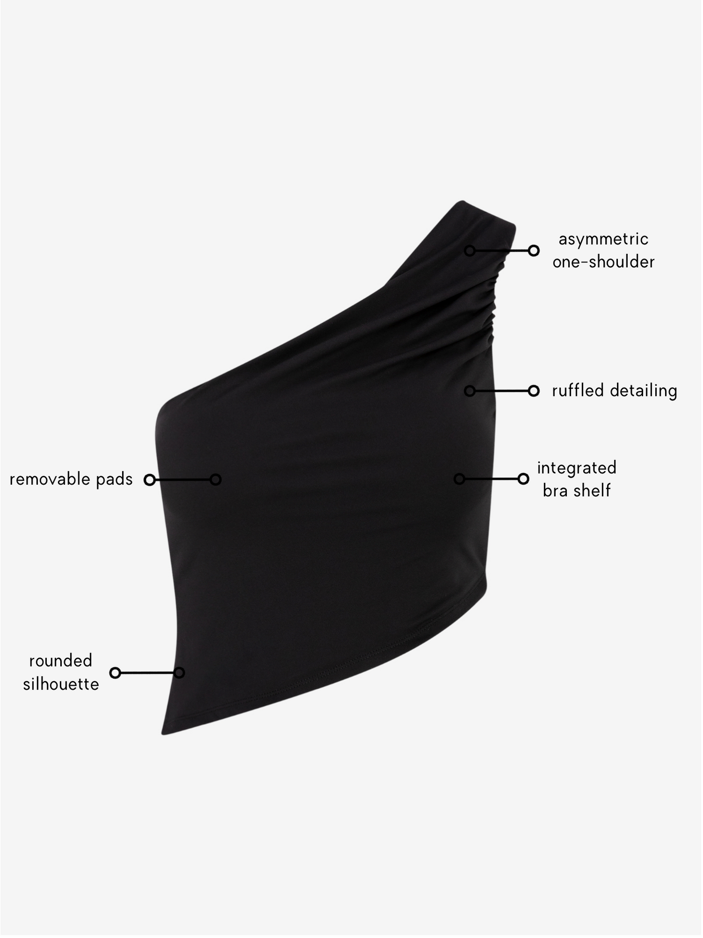 Joelle One Shoulder Top - Black AMADAWEAR
