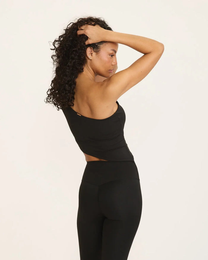 Joelle One Shoulder Top - Black AMADAWEAR