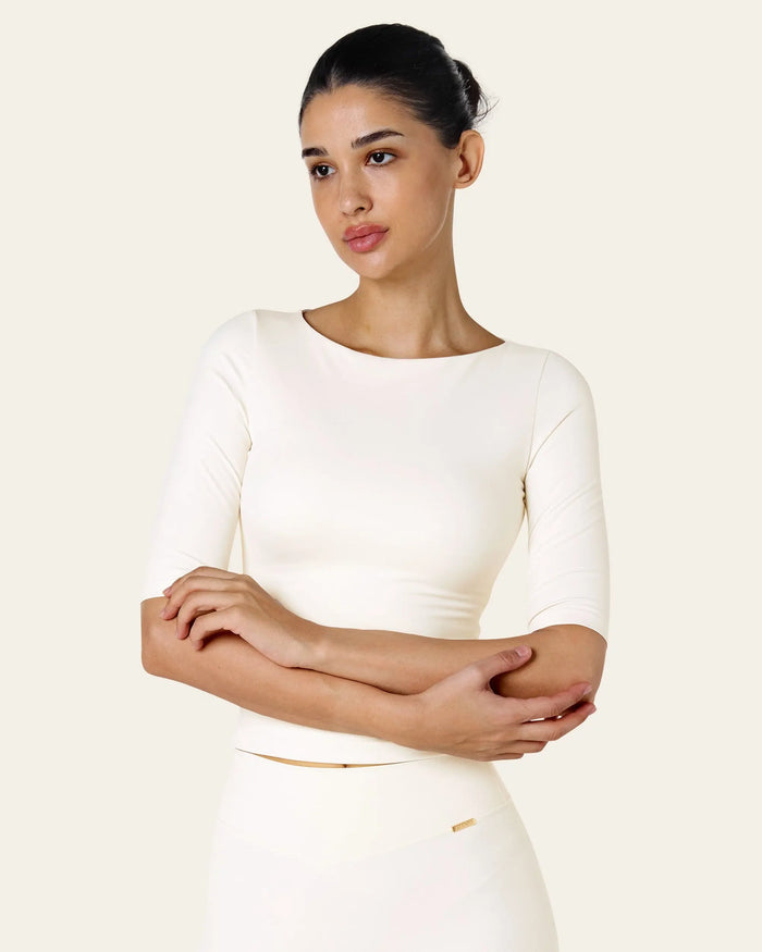 Julia 3/4 Longsleeve Top -  Ivory