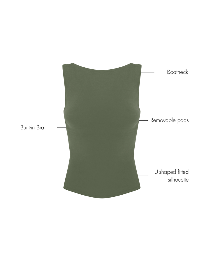 Karolina Boatneck Top - Alpine Moss