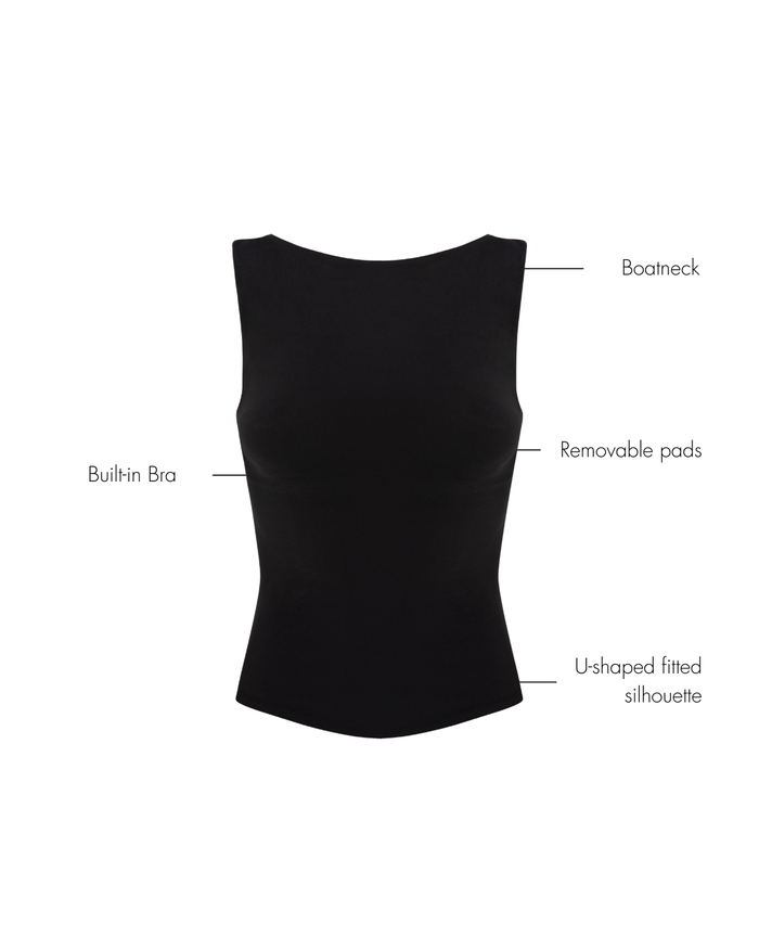Karolina Boatneck Top - Black