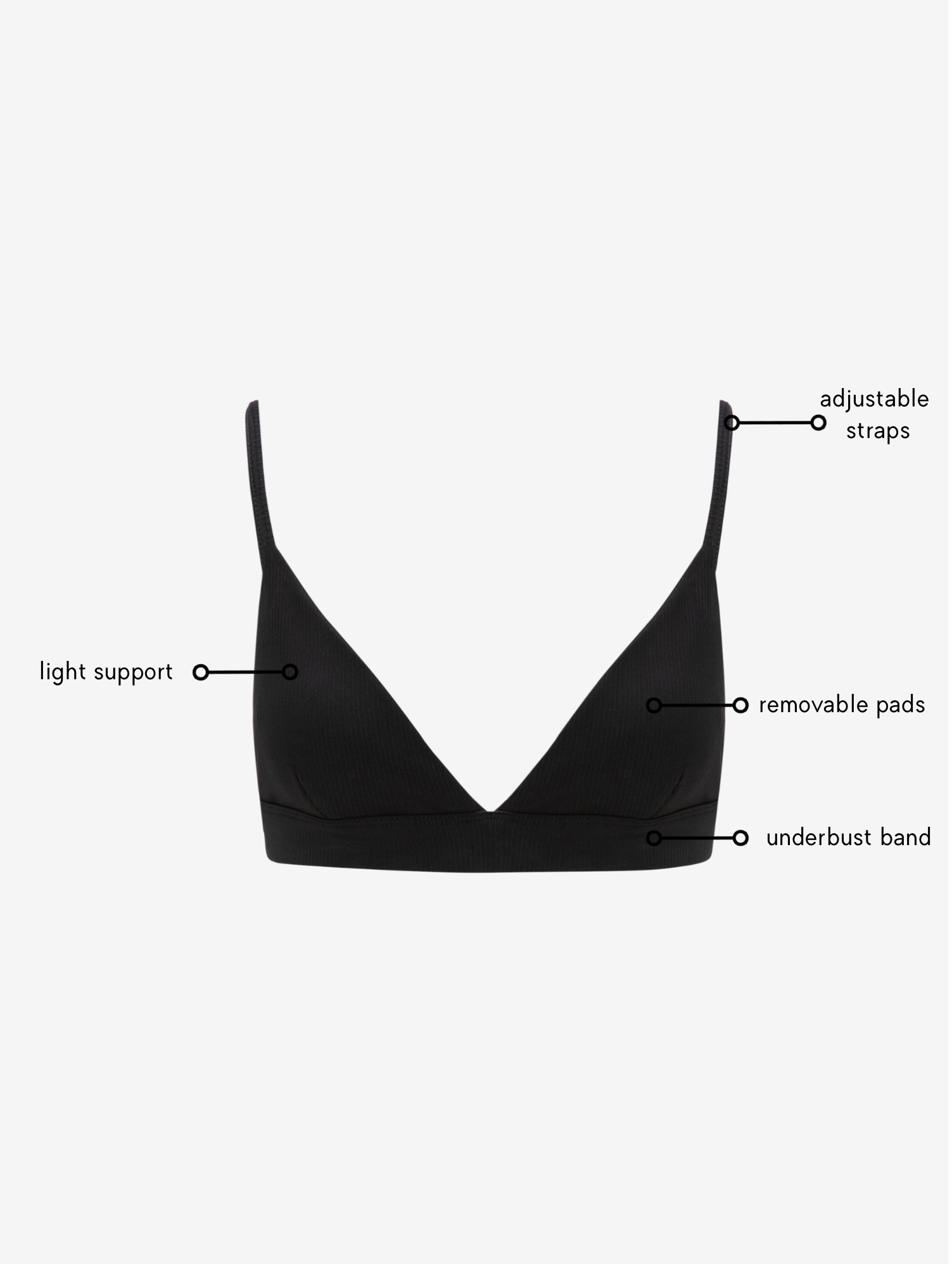 Lucia ribbed Bralette - Black AMADAWEAR