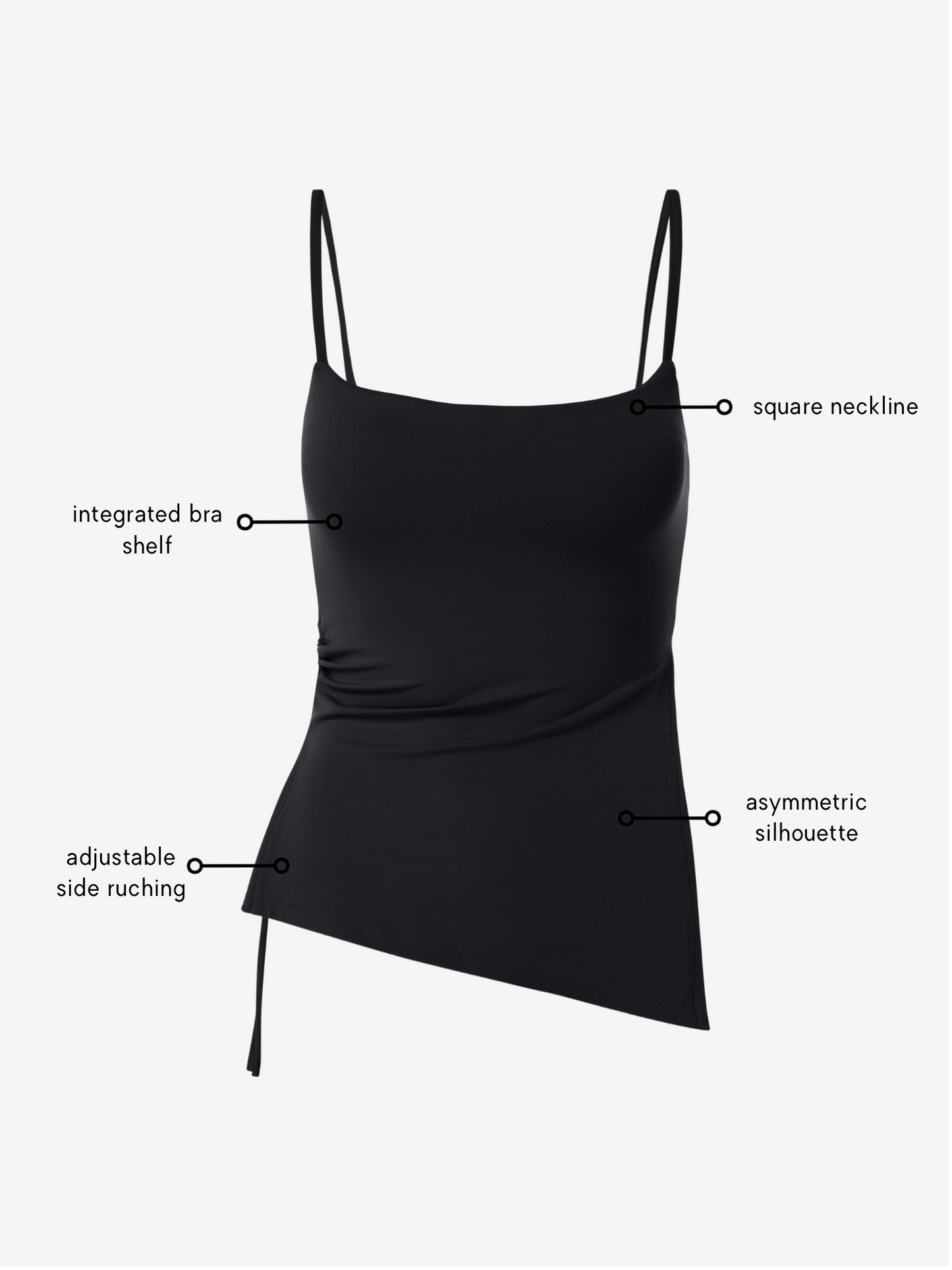 Mira Asymmetric Top - Black AMADAWEAR