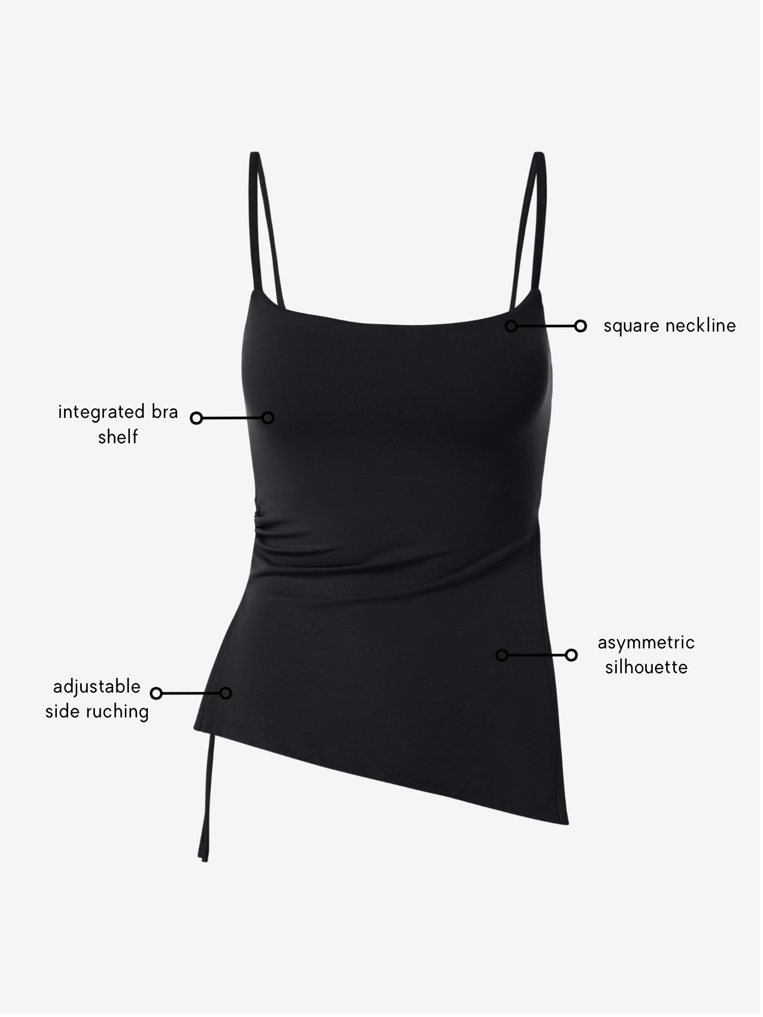 Mira Asymmetric Top - Black AMADAWEAR