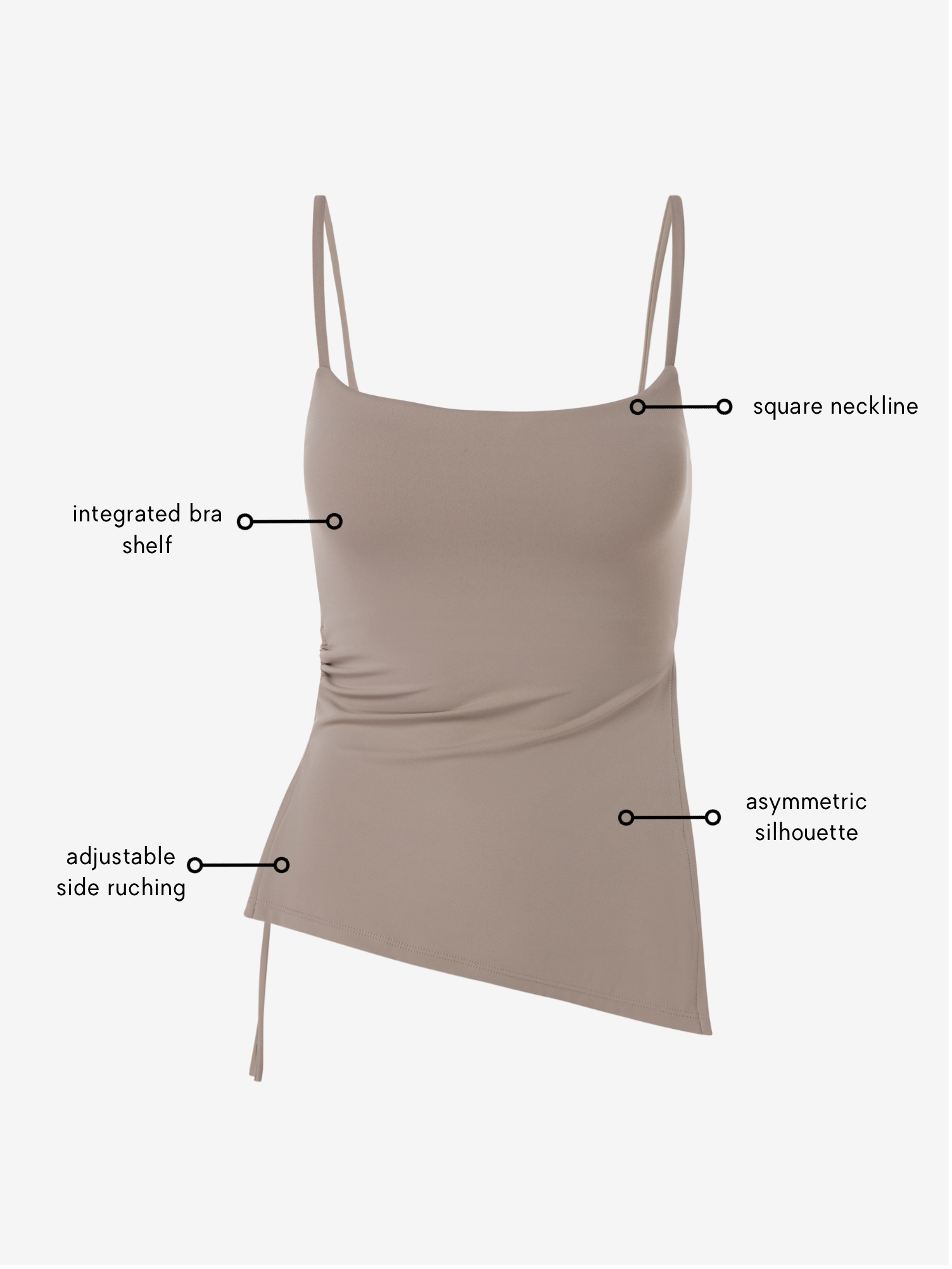 Mira Asymmetric Top - Nude AMADAWEAR
