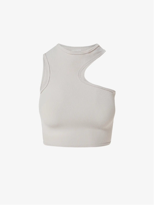 Nadja Asymmetric Crop Top - Cool Grey AMADAWEAR