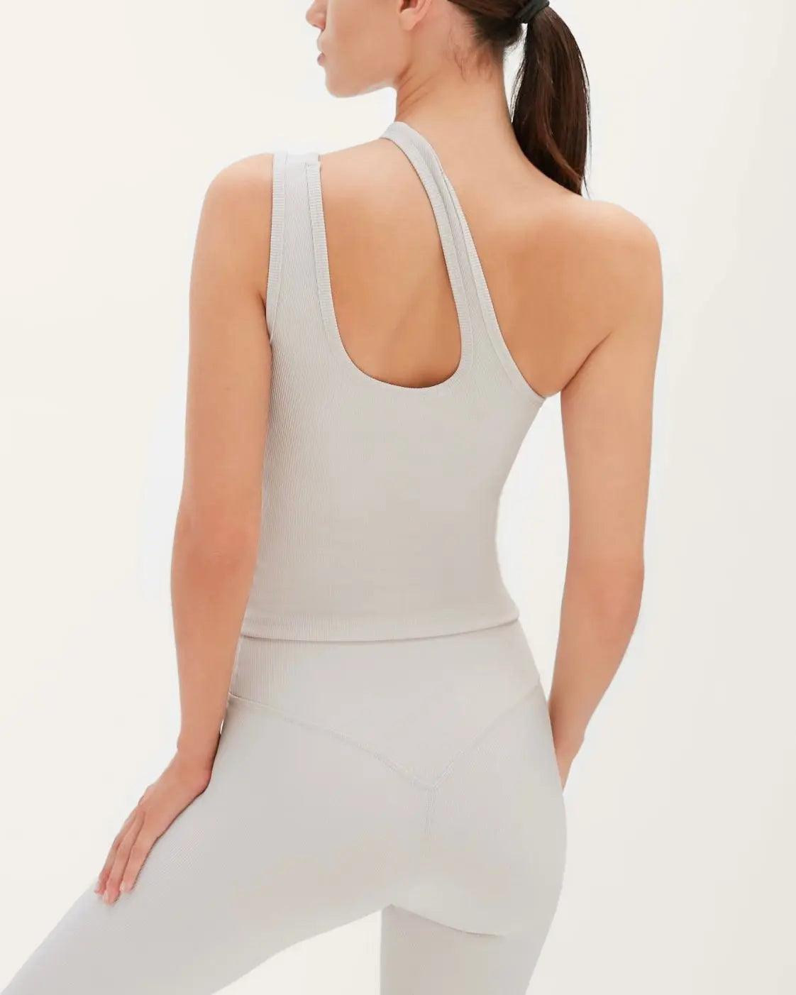 Ramona One Shoulder Top - Cool Grey - Amadawear.ae