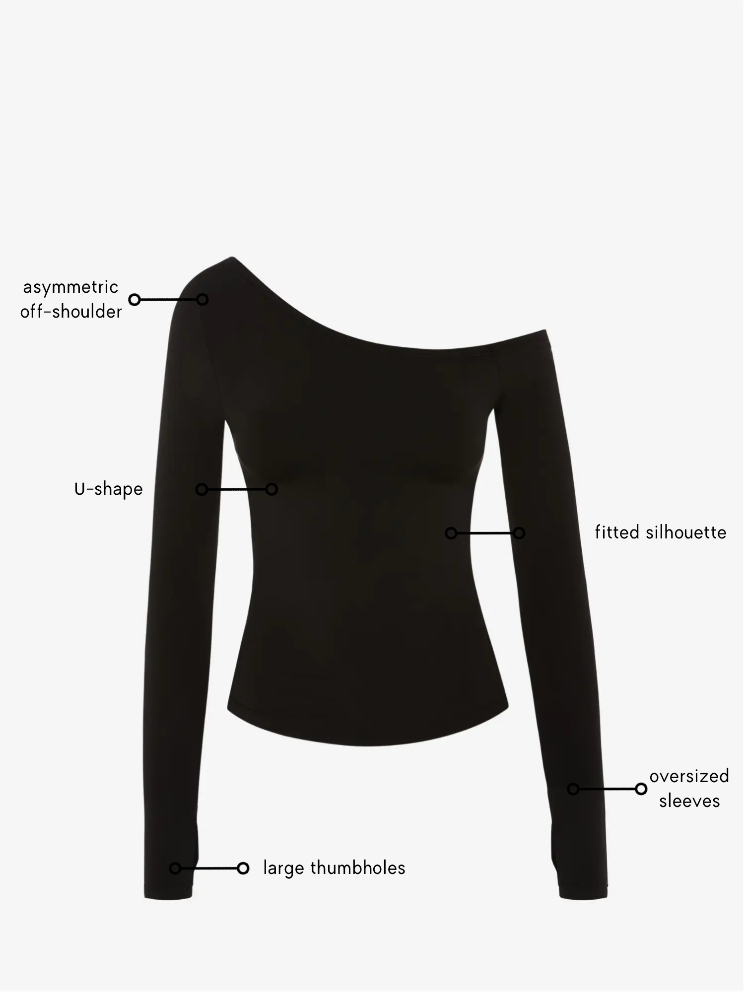 Sabrina Asymmetric Longsleeve - Black AMADAWEAR