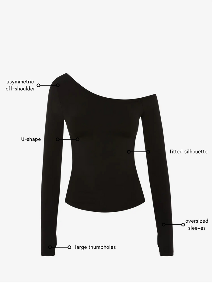 Sabrina Asymmetric Longsleeve - Black AMADAWEAR