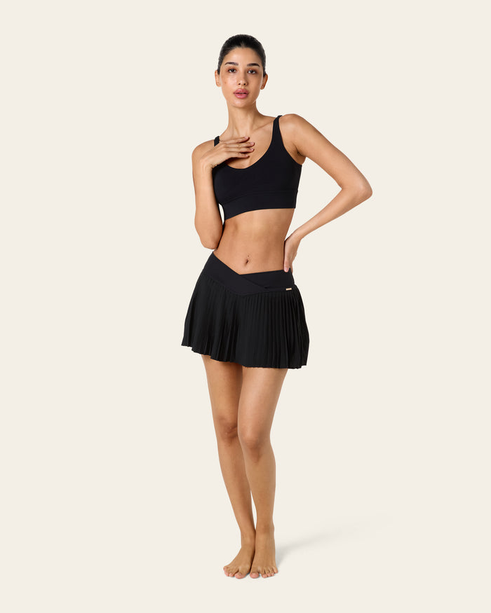 Serena Pleated Tennis Skirt - Black