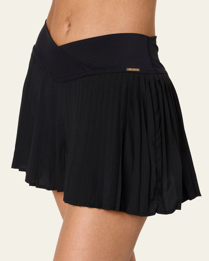 Serena Pleated Tennis Skirt - Black