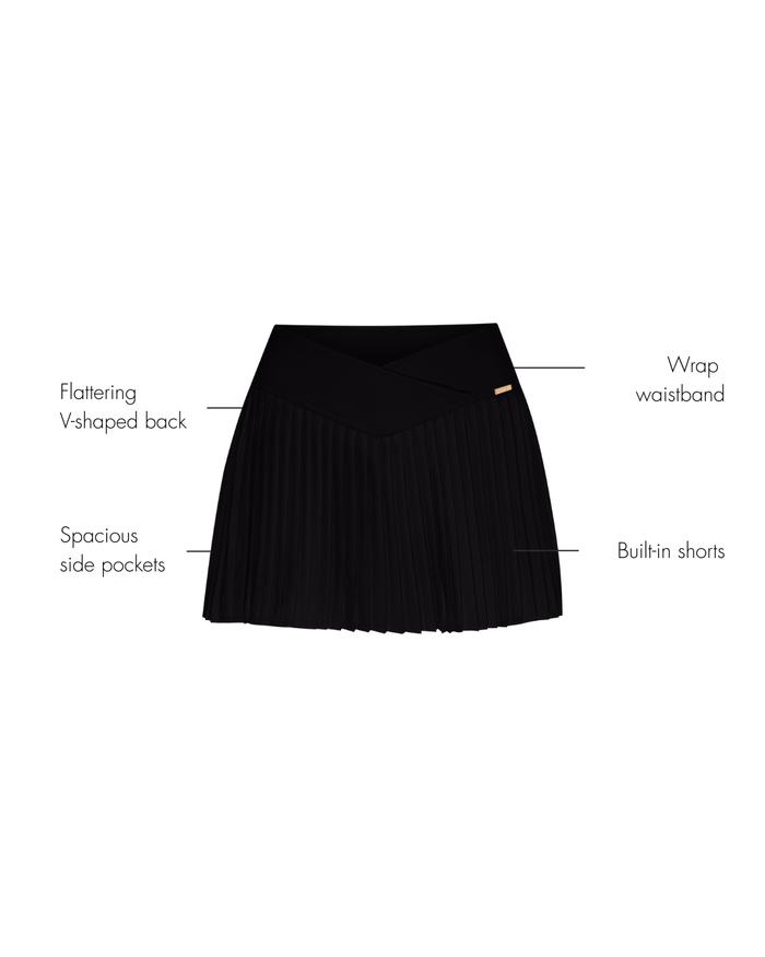 Serena Pleated Tennis Skirt - Black