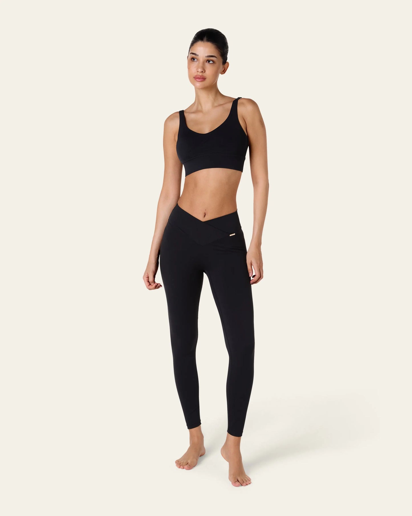 Tanya Wrap Waist Leggings - Black