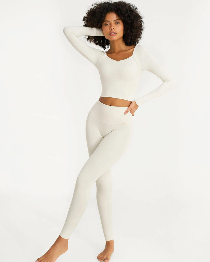 Uela Long Sleeve Top - Ivory - Amadawear.ae